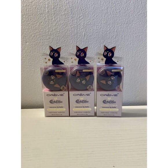 3X THE CREME SHOP X SAILOR MOON -LUNA MACARON LIP BALM New Moisturizing Berry - Picture 1 of 8